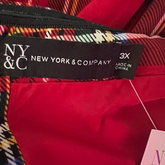 New York & Company Tartan Bow Waist Train Jumpsuit-Size 3X - Picture 9 of 9